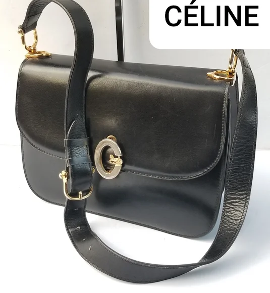 Vintage CÉLINE Paris Horse Carriage Caleche box calf shoulder crossbody bag - Picture 6 of 16